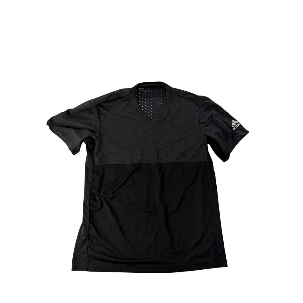 Adidas Shirt Mens Medium V-Neck Climachill Cooling Dots Black Gray Athletic
